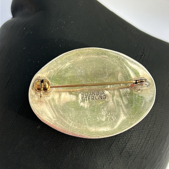 Scandia Sterling Silver Opal Brooch/ Pin - Picture 3 of 6